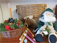 1983 Longaberger Footed Basket with Santa and more