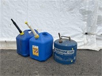 (2) Plastic and 1 Metal Fuel Cans