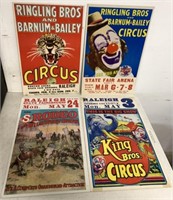 4 circus and rodeo cardboard posters