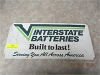 1970s Metal Interstate Batteries Sign 20 x 9.5