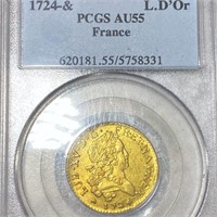 1724 French Gold D'or PCGS - AU55