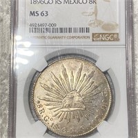 1896 Mexican Silver 8 Reales NGC - MS63