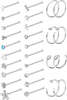 MILACOLATO 20G 28Pcs Stainless Steel Nose Stud