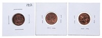 Group of 3 Canada One Cent Coins - 1951, 1955 MS64