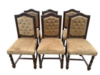 6 OAK ACANTHAS CARVED DINING CHAIRS