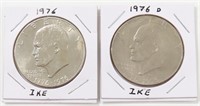 1976 & 1976-D EISENHOWER SILVER DOLLARS