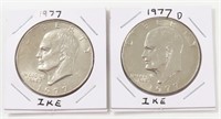 1977 & 1977-D EISENHOWER SILVER DOLLARS