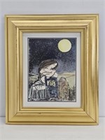 HARVEST MOON WATERCOLOR-GOLD LEAF FRAME