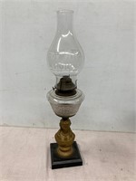 Coal oil lamp. Gold bust. 22” tall