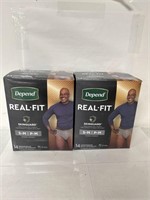 2 PACK SIZE S-M DEPEND REAL FIT MENS UNDERWEAR