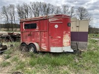 Red two horse trailer, straight load, with title