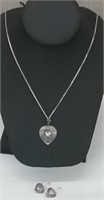 Sterling Heart Necklace With Matching Earrings