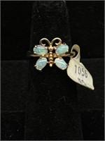 Pretty Genuine Opal 14kgp Butterfly Ring Size 5