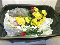 Large Tote with Artificial Flowers - 31 Gal Tote w