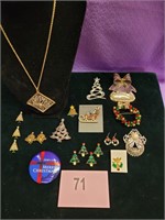 Large Collection of Christmas Jewelry