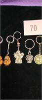 Lot of 5 Key Chains Owls, Angels, and Birds