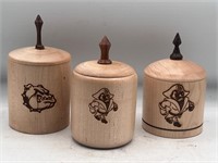 ECU PIRATES & Bulldogs lidded wooden dishes