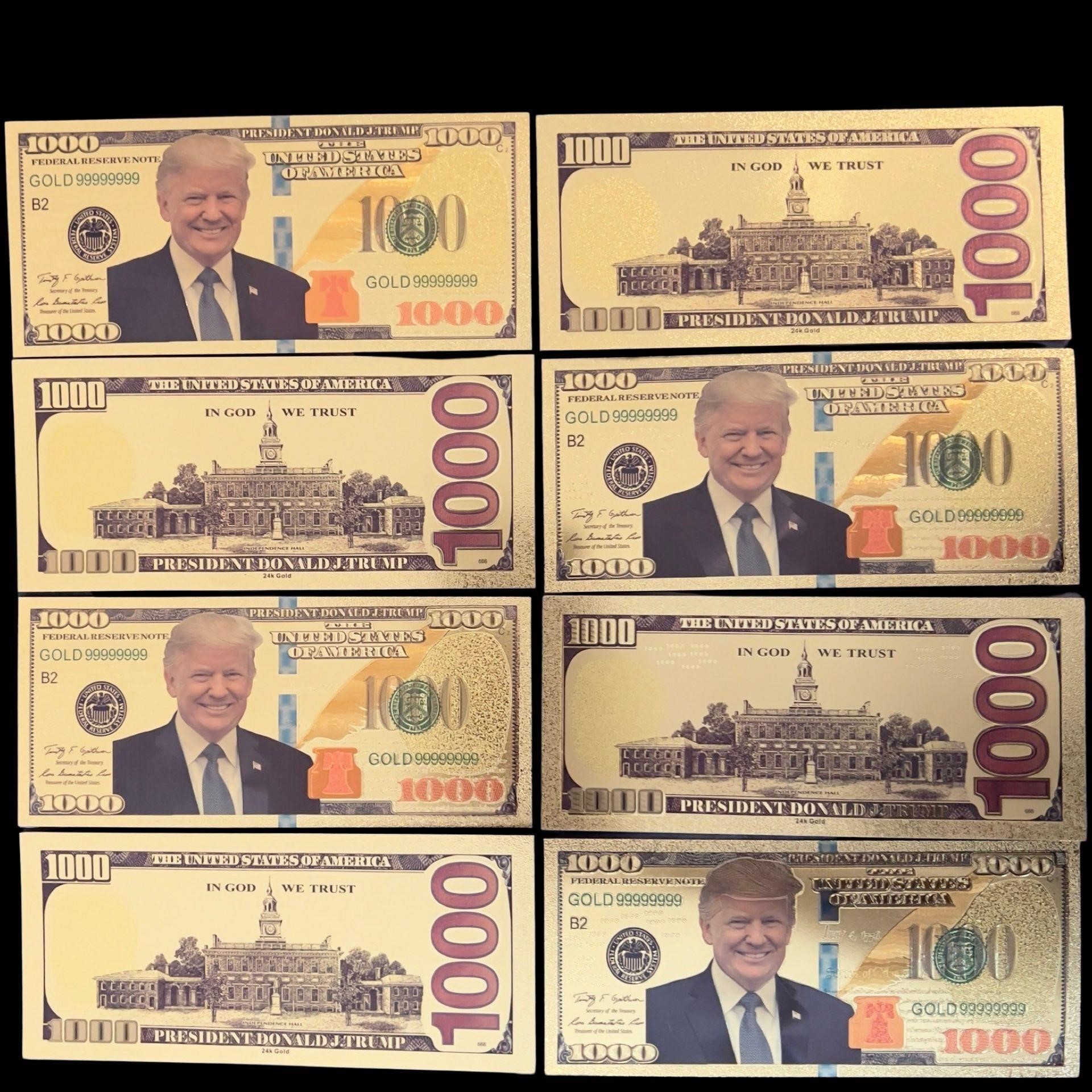 24kt Trump Commemorative 1000 Dollar Bills