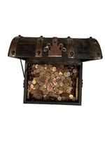 9lbs Total Pennies Antique Treasure Chest