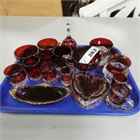 Nice Lot of Red Ruby Flash Souvenir Glassware