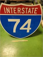 Metal Interstate 74 Road Sign