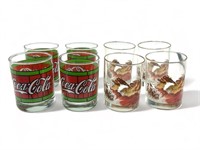 8 vintage Coca-Cola rocks glasses, 4 1/4” h.