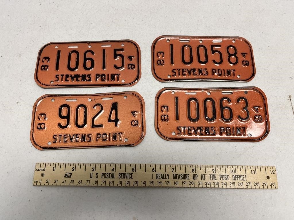 4 1983–84 Stevens Point Bicycle License Plates