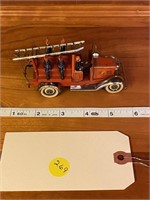 ANTIQUE WIND UP FIRE TRUCK TOY WITH KEY