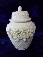Lovely Textured Porcelain Lidded Ginger Jar with