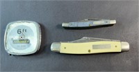 (2) POCKET KNIVES & TAPE MEASURE