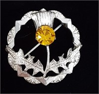 c1940s WARD BROS Sterling Silver Thistle Brooch