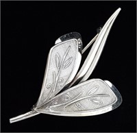 Vintage Sterling Silver Brooch, 2.25" x 1.25"