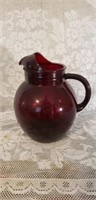 Deep Ruby Red Depression Glass Pitcher
