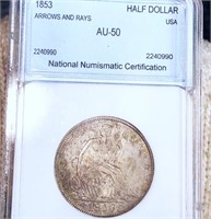 1853 Seated Half Dollar NNC - AU50