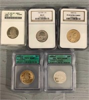 (5) Assorted Graded Coins
