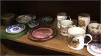 Shelf of of collector china & glass, English