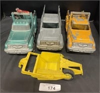 3 Vintage Hubley Toy Trucks Lot.