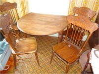 Oak Drop Leaf Table & 4 Chairs