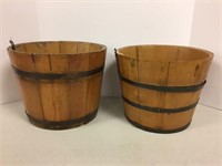 Two wooden antique buckets