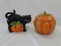 Fall & Halloween Cat Cookie Jars