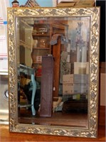Large & Ornate Wood Framed Beveled Glass Mirror
