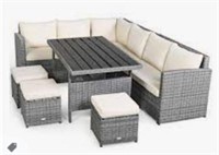 **7 Pieces Patio Rattan Dining Furniture Sectional
