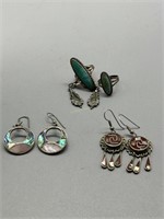 Mexican Silver Jewelry Grouping including Two turq