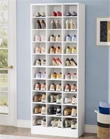 $190-Shoe Storage Cabinet, 30 Pairs, White, 70.86"