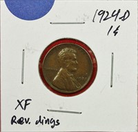 1924-D Lincoln Cent XF Rev. Dings