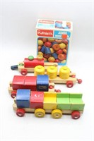 Playskool Jumbo Wood Beads, Wood Train Set