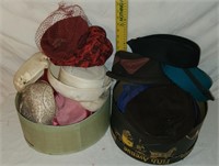 Many Vintage Women's Hats w/ (2) Hat Boxes