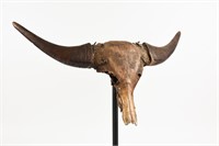VINTAGE CATTLE  SKULL MOUNTED ON STAND