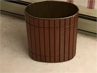 MID CENTURY TRASH CAN WOOD OUTSIDE