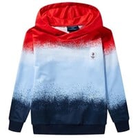 P886  Hiheart Gradient Color Knit Hoodie Red 7-8